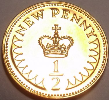 Great Britain Half Penny Proof, 1971~1st Year Ever Minted~Free Shipping