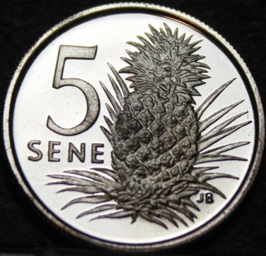Samoa 5 Sene, 1974 Rare Silver Proof~Pineapple~Only 5,578 Minted~Free Shipping