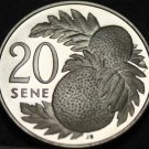 Samoa 20 Sene, 1974 Rare Silver Proof~Breadfruit~Only 5,578 Minted~Free Shipping