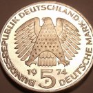 Germany 5 Mark, 1974-F Gem Unc Silver~25th Anniversary Constitutional Law~Fr/Shi Germany 5 Mark, 1974-F Gem Unc Silver~25th Anniversary Constitutional Law~Fr/Shi