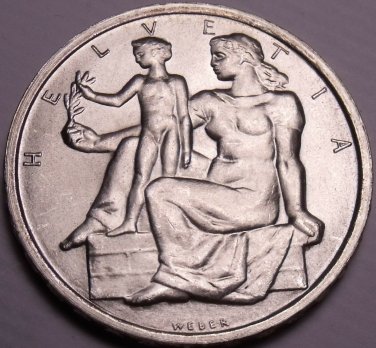 Switzerland 5 Francs, 1948 Gem Unc Silver~Constitutional Centennial~Free Ship