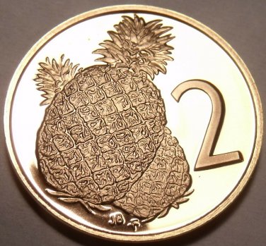 Cook Islands 2 Cents, 1974 Cameo Proof~7,300 Minted~Pineapple~Free Shipping