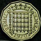 Great Britain 3 Pence, 1970 Proof~Crowned Porticullis~Last Year Ever~Free Ship