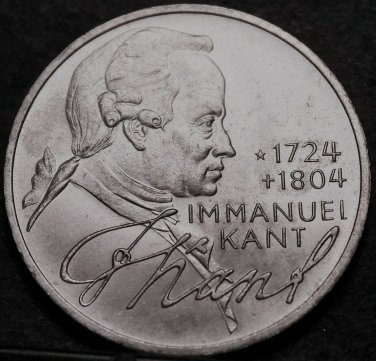 Germany 5 Mark, 1974-D Gem Unc Silver~250th Anniv Birth Of Immanuel Kant~Fr/Ship