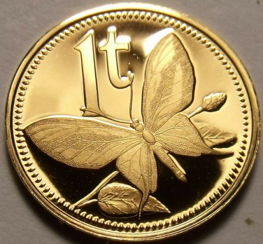 Papua New Guinea Toea, 1976 Rare Proof~16,000 Minted~Butterfly~Free Shipping