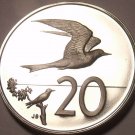 Cook Islands 20 Cents, 1974 Cameo Proof~7,300 Minted~Fairy Tern~Free Shipping