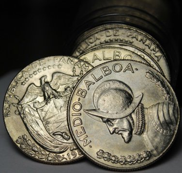 Gem Unc Roll (20) Panama 1982 Half Balboa Coins~RARE~400k Minted~Armored Bust~FS