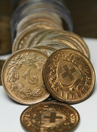 Extremely Rare Gem Unc Roll (40) Switzerland 1932 2 Rappen Coins~All With Luster