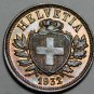 Extremely Rare Gem Unc Roll (40) Switzerland 1932 2 Rappen Coins~All With Luster