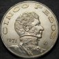 Unc Roll (20) Large Mexico 1971 5 Peso Coins~Edge Inscription~1st Year Ever~Fr/S
