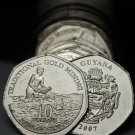 Gem Unc Roll (40) Guyana 2007 $10 Coins`Traditional Gold Mining~Free Shipping
