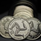 Gem Unc Roll (20) Isle Of Man 1992 10 Pence Coins~Triskeles~1st Year~Free Ship