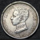 Spain 50 Centimos Silver, 1904 PC-V~Excellent~Free Shipping