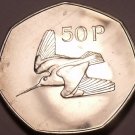 Ireland 50 Pence, 1971 Rare Proof~50,000 Minted~Woodcock~Free Shipping