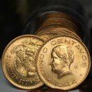 Gem Unc Roll (20) Large Mexico 1944 5 Centavo Coins~Josefa~Ortiz de Dominguez~FS