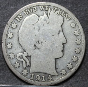 United States 1914-S Barber Half Dollar~Free Shipping
