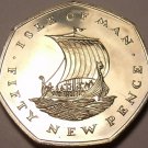 Isle Of Man 1971 50 Pence Proof~Only 10,000 Minted~Sailing Viking Ship~Free Ship