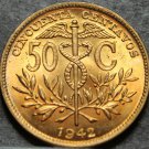 Bolivia Half Boliviano (50 Centavos), 1942-P Gem Unc Red~Non Reeded Edge Variety