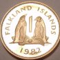 Falkland Islands Penny, 1982 RARE Proof~Gentoo Penguins~5k Minted~Free Shipping