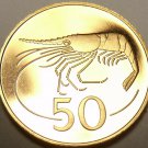 Iceland 50 Aurar, 1981 Rare Proof~Only 15,000 Minted~Northern Shrimp~Free Ship
