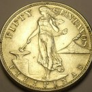 Philippines 50 Centavos 1944-S Silver Unc~Free Shipping