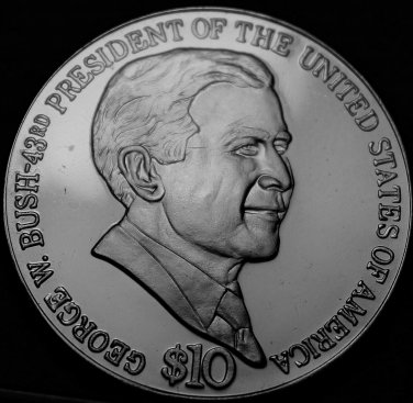 Liberia 10 Dollars, 2004 Gem Unc~George W. Bush 43rd President~Free Shipping