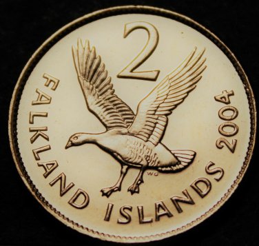 Falkland Islands 2 Pence, 2004 Gem Unc~Upland Goose~Free Shipping