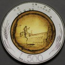 Italy 500 Lire, 1982 RARE Gem Unc~Bi-Metal~1st Year~Only 162,000 Minted~Free Shi