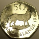 Falkland Islands 50 Pence, 1982 Rare Proof~Falkland Island Fox~5k Minted~Fr/Ship