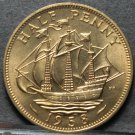 Great Britain Half Penny,1958 Unc~The Golden Hind~Fantastic~Free Shipping