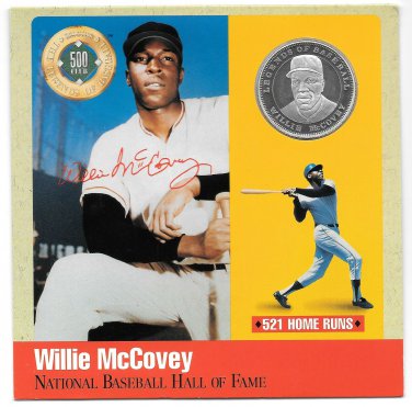 Rare .999 Silver Proof Willie McCovey 500 Club~Legends Of Baseball Cooperstown