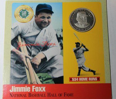 Rare .999 Silver Proof Jimmie Foxx 500 Club~Legends Of Baseball Cooperstown~Fr/S