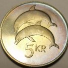 Iceland 5 Krona, 1981 Rare Proof~Only 15,000 Minted~Two Dolphins Leaping~Free Sh