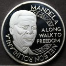 Nelson Mandela Silver Plated 45mm Proof Medallion~Long Walk To Freedom~Free Ship