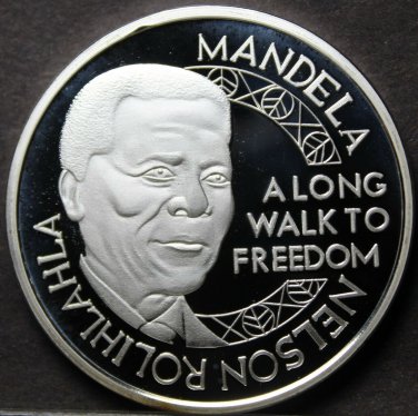 Nelson Mandela Silver Plated 45mm Proof Medallion~Long Walk To Freedom~Free Ship