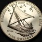 Marshall Islands 5 Dollars, 1992 Gem Unc~Tipnol~Reaching For New Horizons~Fr/Shi