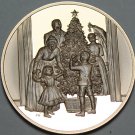 Solid Bronze Proof Franklin Mint Medallion~Decorating The Christmas Tree~Fr/Ship