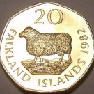 Falkland Islands 20 Pence, 1982 Rare Proof~Romney Marsh Sheep~5,000 Minted~Fr/Sh