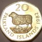 Falkland Islands 20 Pence, 1982 Rare Proof~Romney Marsh Sheep~5,000 Minted~Fr/Sh