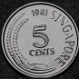 Singapore 5 Cents, 1981 Gem Unc~Great White Egret~Free Shipping