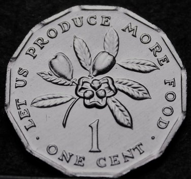 Jamaica F.A.O. Cent, 1990 Gem Unc~Ackee Fruit~12 Sided Coin~Free Shipping