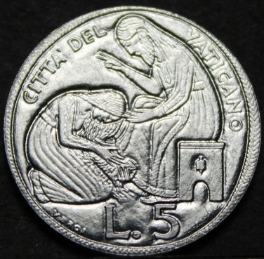 Vatican City 5 Lire, 1975 Gem Unc~Holy Year~Redemption Of The Women Of Bethany~