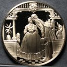 Solid Bronze Proof Franklin Mint Medallion~Kissing Under The Mistletoe~Free Ship