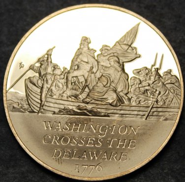 Bronze Franklin Mint Medallion~Washington Crosses The Delaware~Trenton~Free Ship