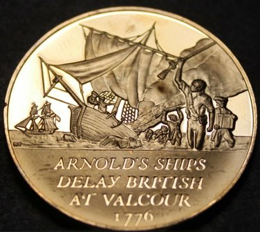 Bronze Franklin Mint Medallion~Benedict Arnolds Fleet Is Defeated~Survivors Flee