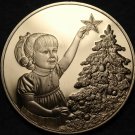 Solid Bronze Proof Franklin Mint Medallion~Child Putting a Star Tree Topper~Fr/S