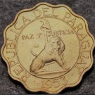 Paraguay 50 Centimos, 1953 Unc~Only Year~Lion With Liberty Cap~Scalloped~Fr/Ship