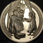 Solid Bronze Proof Franklin Mint Medallion~He Spoke Not a Word~Santa & Reindeer