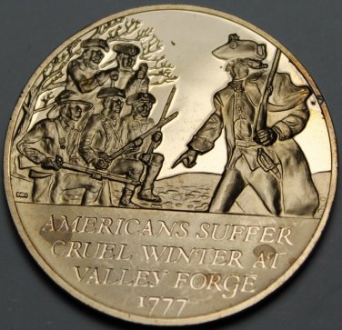 Bronze Franklin Mint Medallion~Americans Suffer Cruel Winter At Valley Forge~F/S