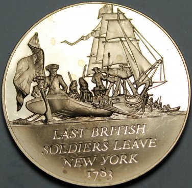 Bronze Franklin Mint Medallion~Last British Soldiers Leave New York~Celebrations